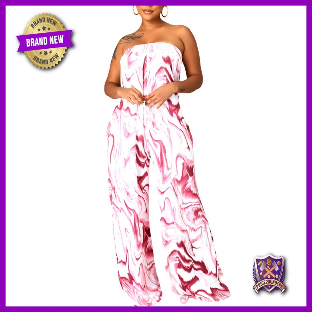 Sleeveless Pleated Jumpsuit Wide Leg Pants Casual Fashion Romper Polyester - Picture 1 of 7